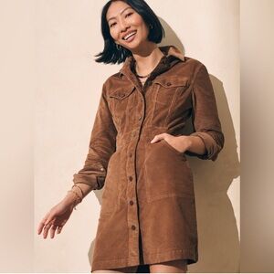 Faherty Suede Button-Front Mini Dress in Brown